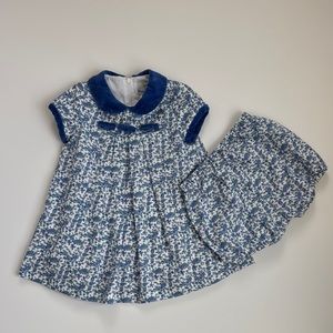 Florence Eiseman Blue and White Floral Dress 12M
